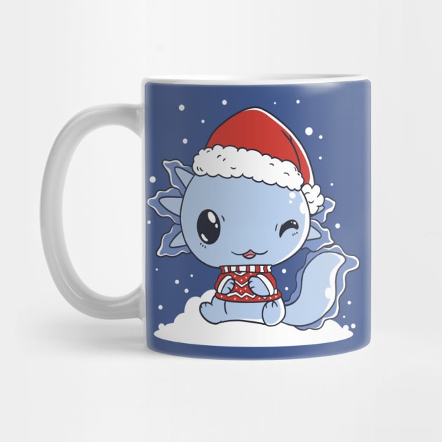 Cute Christmas Axolotl Cartoon by SLAG_Creative